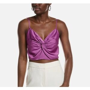 Ramy Brook Lucille Satin Twist Front Crop Top‎ 6 NWT Purple Party Designer